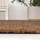 Kasv Rustic Farmhouse Woven Jute Solid Area Rug