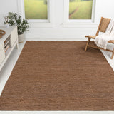 Kasv Rustic Farmhouse Woven Jute Solid Area Rug