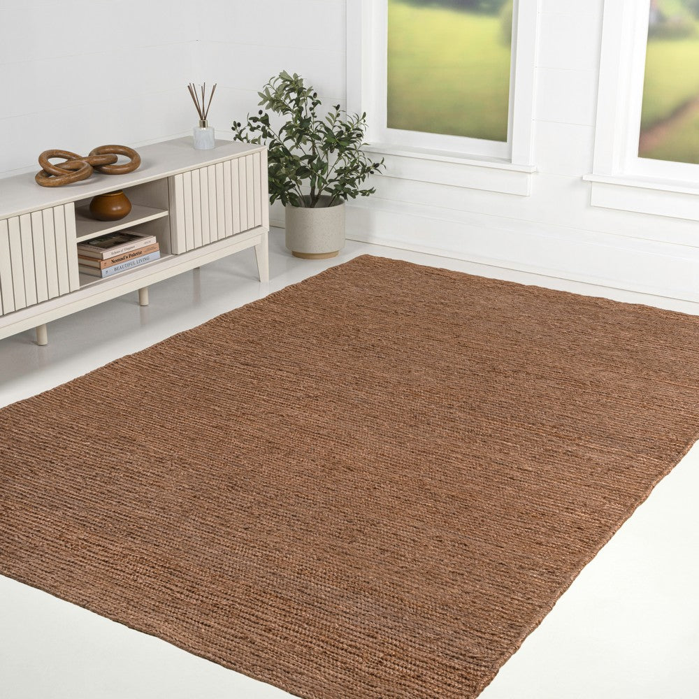 Kasv Rustic Farmhouse Woven Jute Solid Area Rug