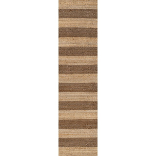 Jayon Rustic Farmhouse Woven Jute Stripe Area Rug