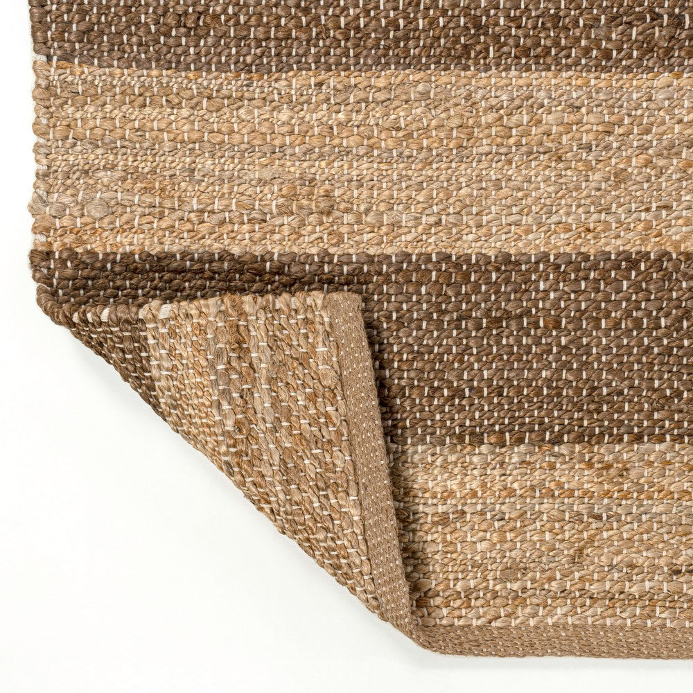 Jayon Rustic Farmhouse Woven Jute Stripe Area Rug