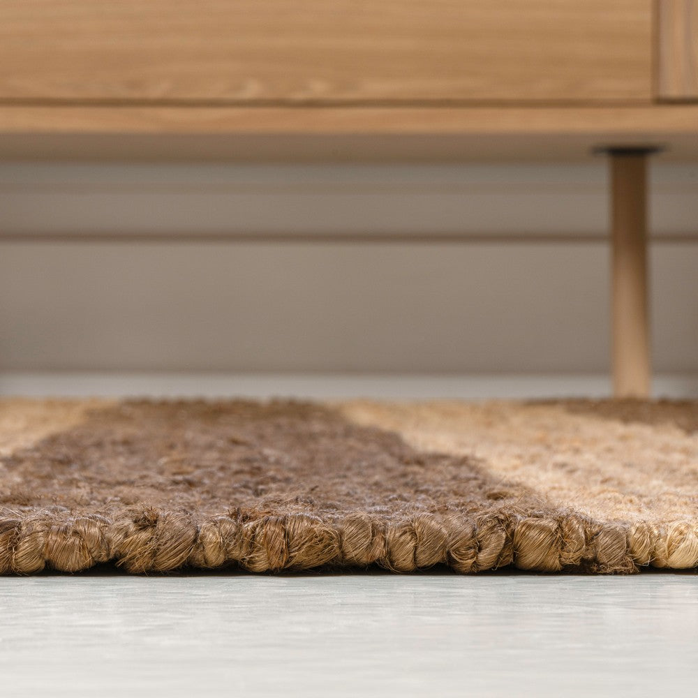 Jayon Rustic Farmhouse Woven Jute Stripe Area Rug