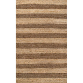 Jayon Rustic Farmhouse Woven Jute Stripe Area Rug