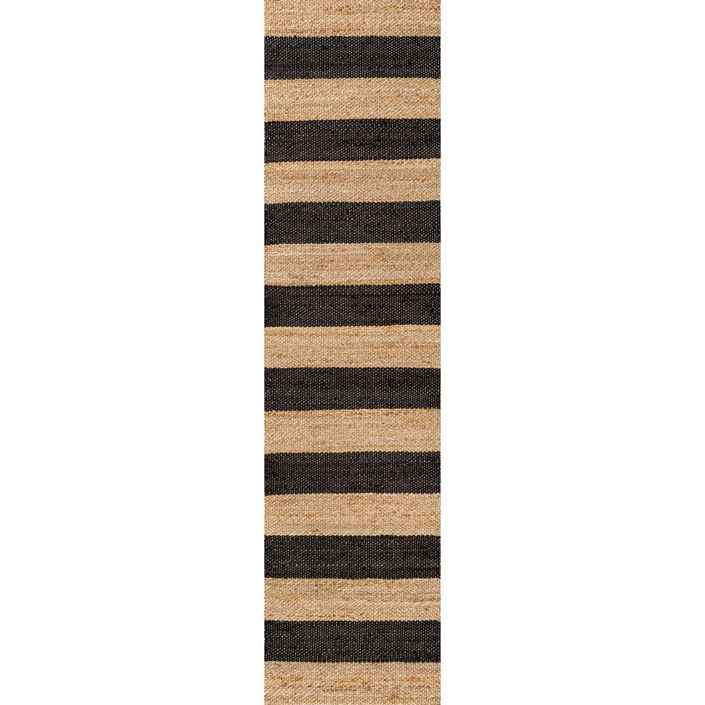 Jayon Rustic Farmhouse Woven Jute Stripe Area Rug