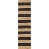 Jayon Rustic Farmhouse Woven Jute Stripe Area Rug