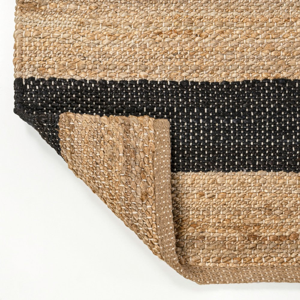 Jayon Rustic Farmhouse Woven Jute Stripe Area Rug