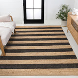 Jayon Rustic Farmhouse Woven Jute Stripe Area Rug