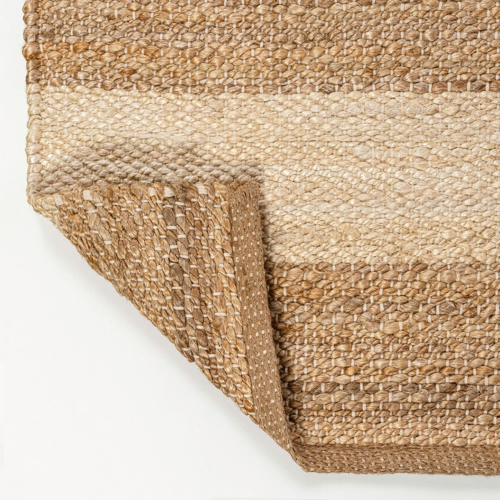 Jayon Rustic Farmhouse Woven Jute Stripe Area Rug