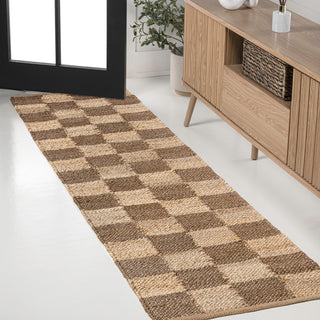 Rudra Modern Farmhouse Woven Jute Checkerboard Area Rug
