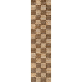 Rudra Modern Farmhouse Woven Jute Checkerboard Area Rug