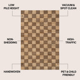 Rudra Modern Farmhouse Woven Jute Checkerboard Area Rug
