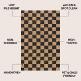 Rudra Modern Farmhouse Woven Jute Checkerboard Area Rug