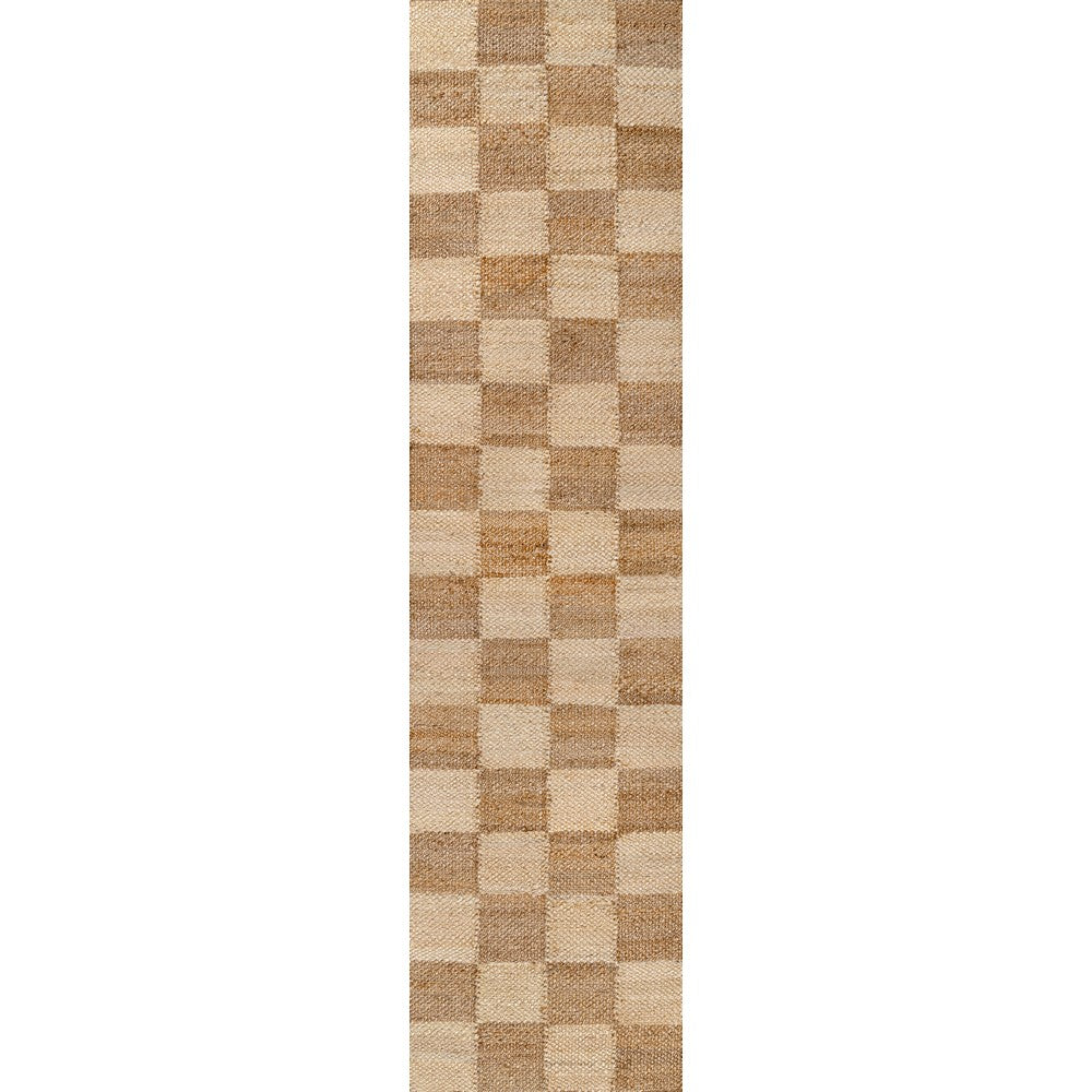Rudra Modern Farmhouse Woven Jute Checkerboard Area Rug