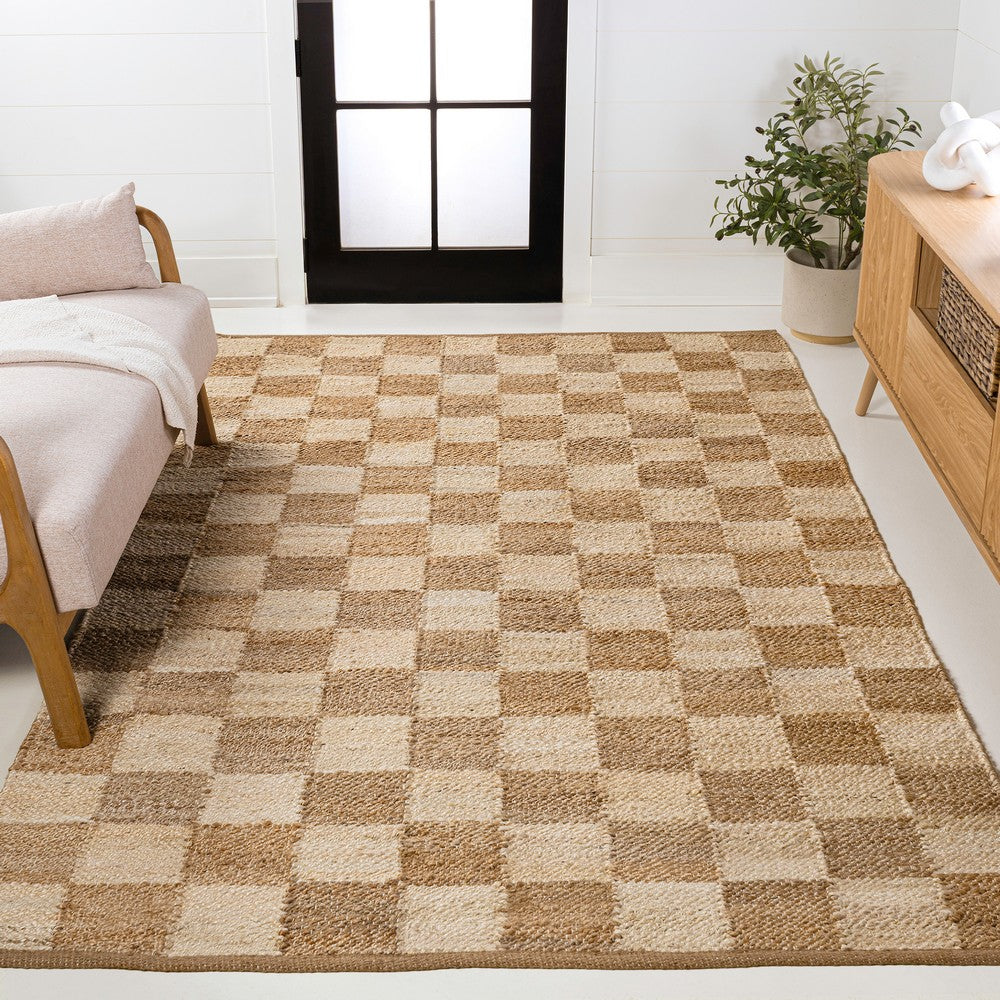Rudra Modern Farmhouse Woven Jute Checkerboard Area Rug