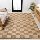 Rudra Modern Farmhouse Woven Jute Checkerboard Area Rug