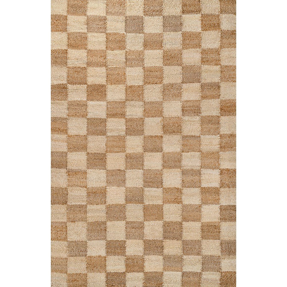 Rudra Modern Farmhouse Woven Jute Checkerboard Area Rug