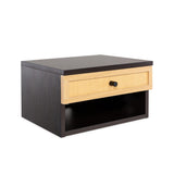 Laurel 15.71" Mid-Century Modern Floating Wall Mounted Nightstand with Soft-Close Rattan Drawer and Cable Hole