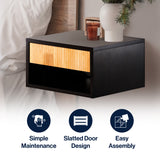 Cepee  15.71" Classic Contemporary Floating Wall Mounted Nightstand with Soft-Close Tambour Drawer and Cable Hole