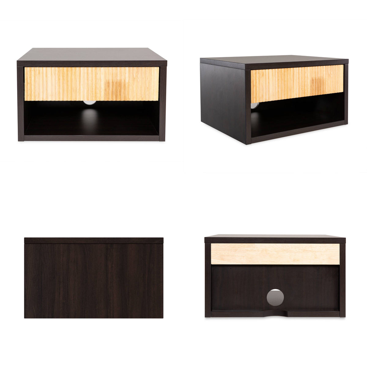 Cepee  15.71" Classic Contemporary Floating Wall Mounted Nightstand with Soft-Close Tambour Drawer and Cable Hole