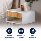 Cepee  15.71" Classic Contemporary Floating Wall Mounted Nightstand with Soft-Close Tambour Drawer and Cable Hole