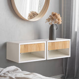 Cepee  15.71" Classic Contemporary Floating Wall Mounted Nightstand with Soft-Close Tambour Drawer and Cable Hole