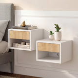 Cepee  15.71" Classic Contemporary Floating Wall Mounted Nightstand with Soft-Close Tambour Drawer and Cable Hole