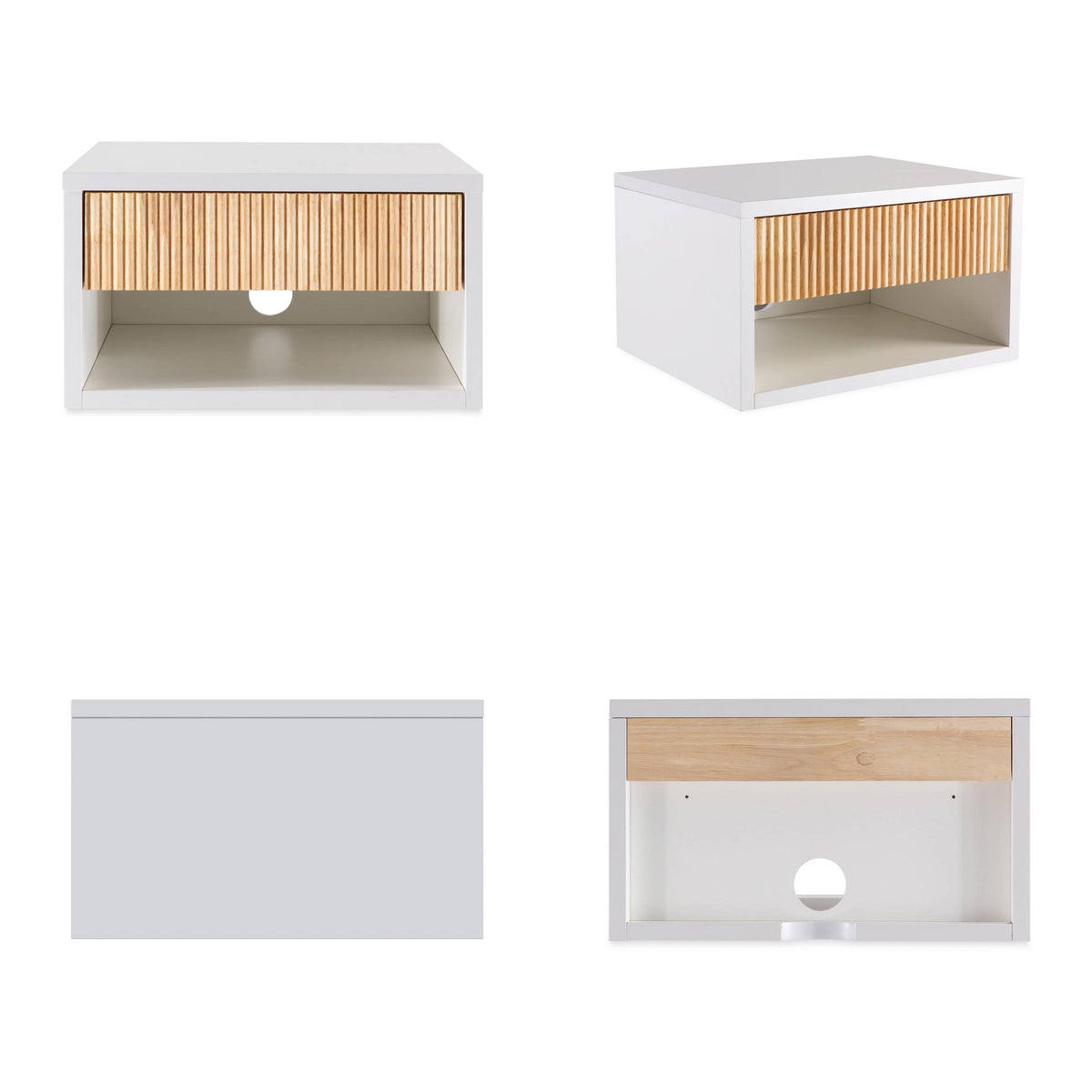 Cepee  15.71" Classic Contemporary Floating Wall Mounted Nightstand with Soft-Close Tambour Drawer and Cable Hole