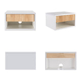 Cepee  15.71" Classic Contemporary Floating Wall Mounted Nightstand with Soft-Close Tambour Drawer and Cable Hole