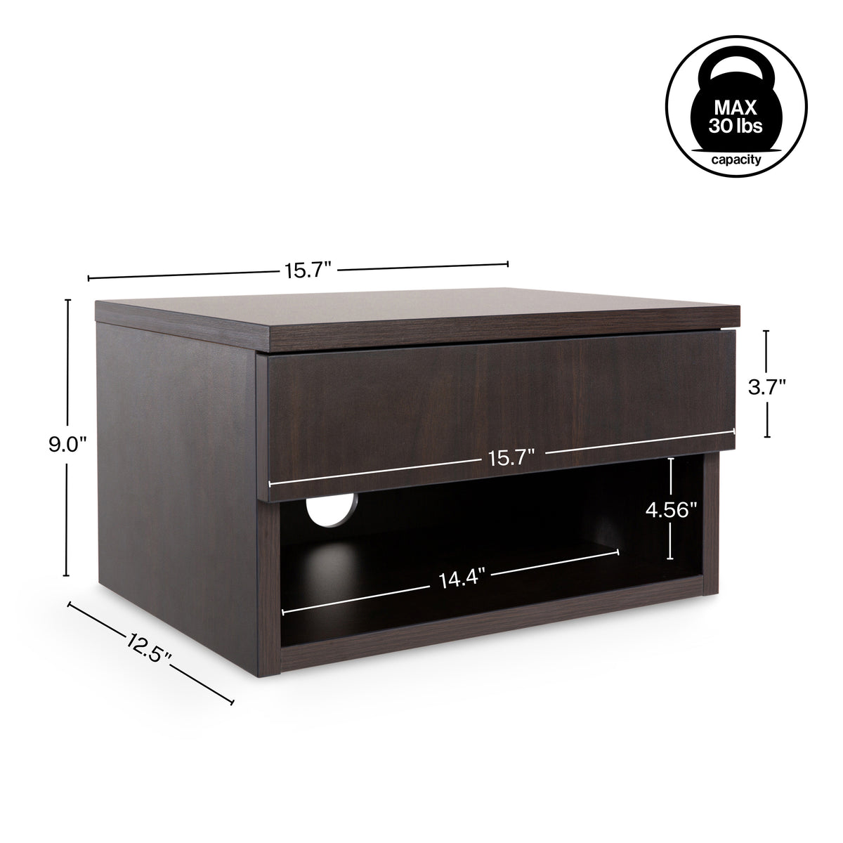 Jdav 15.71" Mid-Century Modern Floating Wall Mounted Nightstand with Soft-Close Drawer and Cable Hole