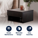 Jdav 15.71" Mid-Century Modern Floating Wall Mounted Nightstand with Soft-Close Drawer and Cable Hole