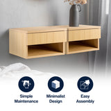 Jdav 15.71" Mid-Century Modern Floating Wall Mounted Nightstand with Soft-Close Drawer and Cable Hole