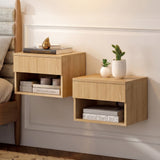 Jdav 15.71" Mid-Century Modern Floating Wall Mounted Nightstand with Soft-Close Drawer and Cable Hole