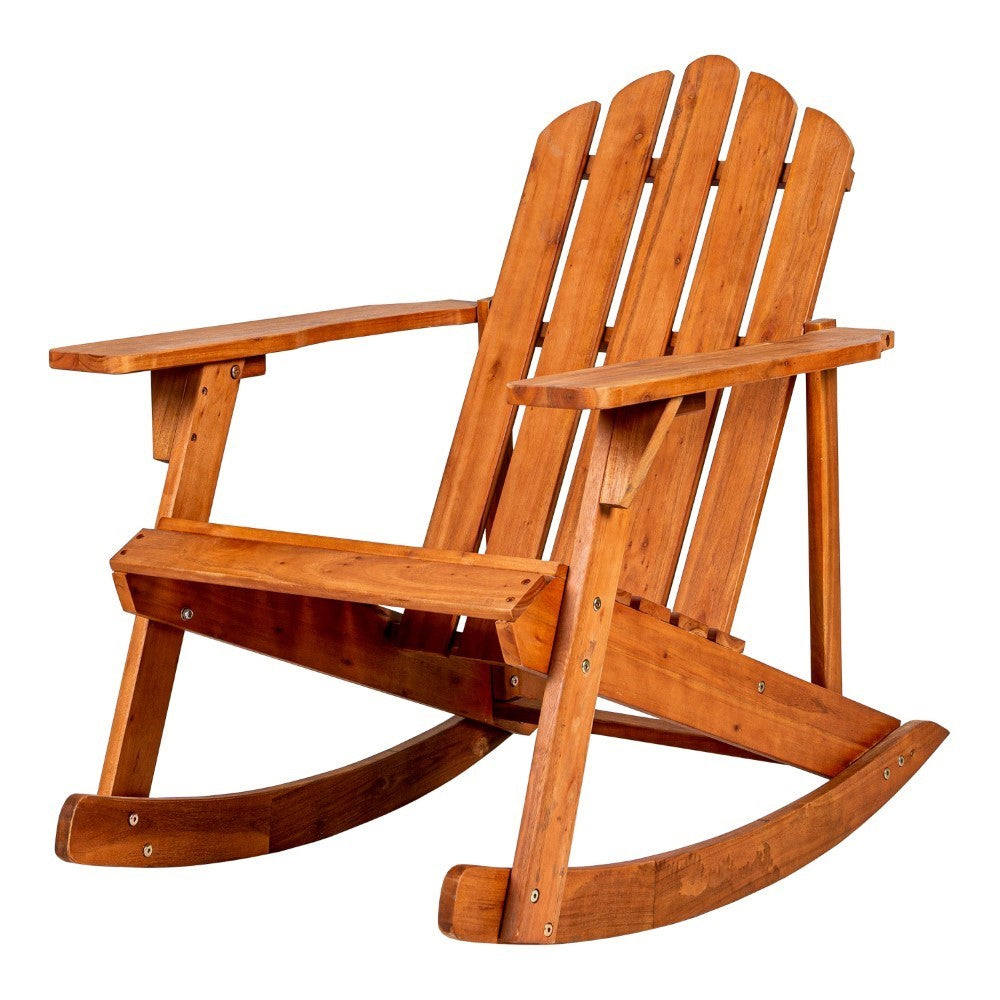Hausa Outdoor Patio Classic Acacia Wood Adirondack Rocking Chair