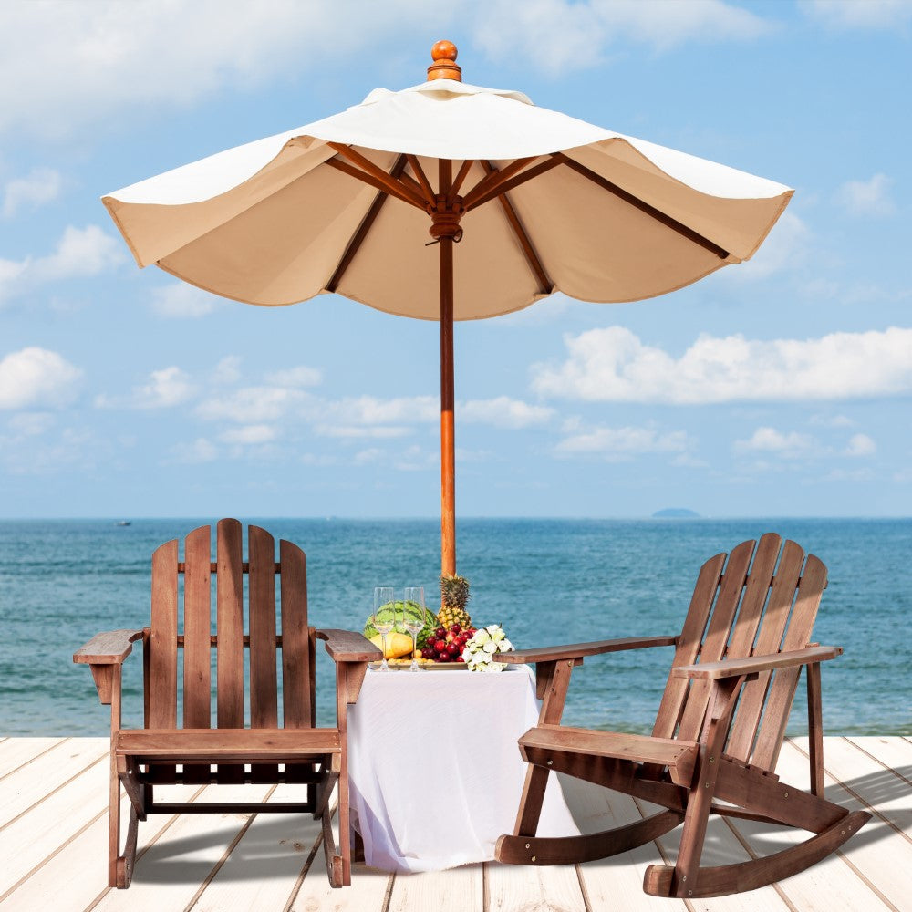 Hausa Outdoor Patio Classic Acacia Wood Adirondack Rocking Chair