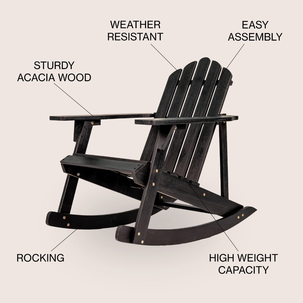 Hausa Outdoor Patio Classic Acacia Wood Adirondack Rocking Chair