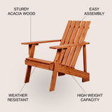 Sandy Outdoor Patio Modern Acacia Wood Adirondack Chair