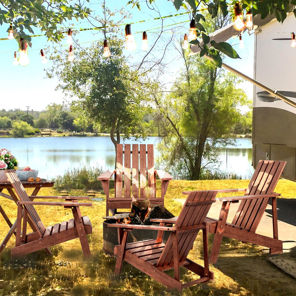 Sandy Outdoor Patio Modern Acacia Wood Adirondack Chair