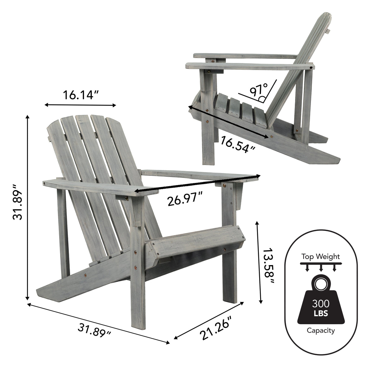 Swami Outdoor Patio Acacia Wood Adirondack Chair