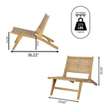 Pace Mid-Century Modern Wood Armless Outdoor Patio Chair
