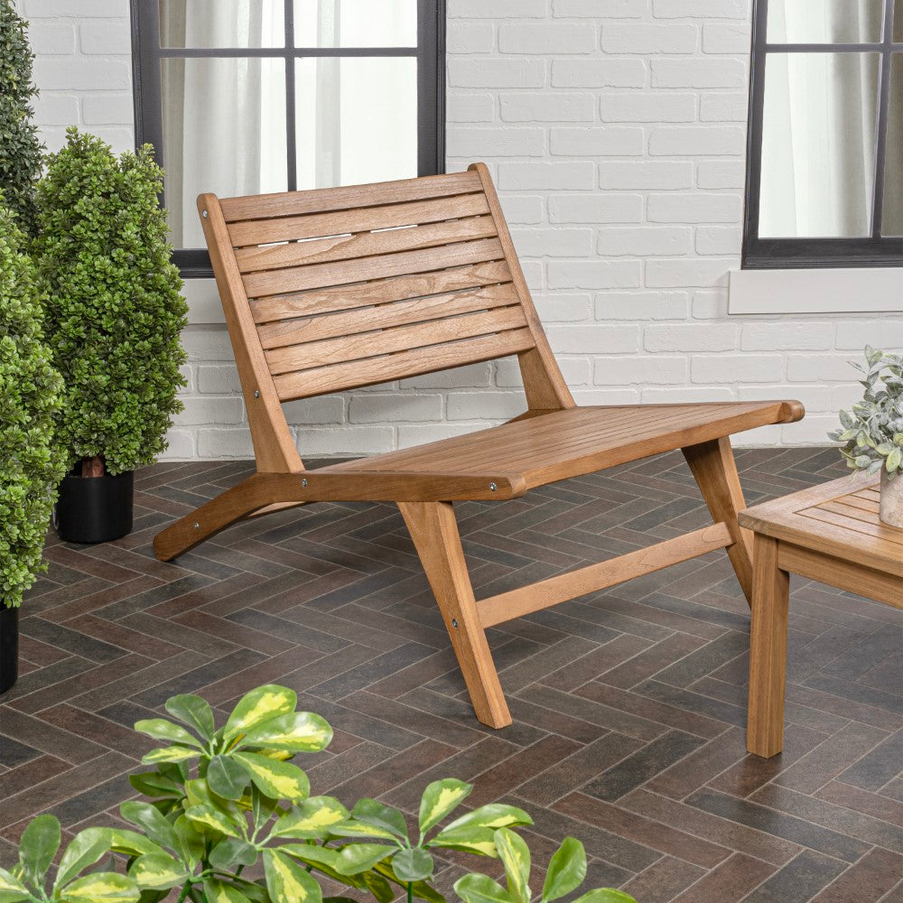 Pace Mid-Century Modern Wood Armless Outdoor Patio Chair