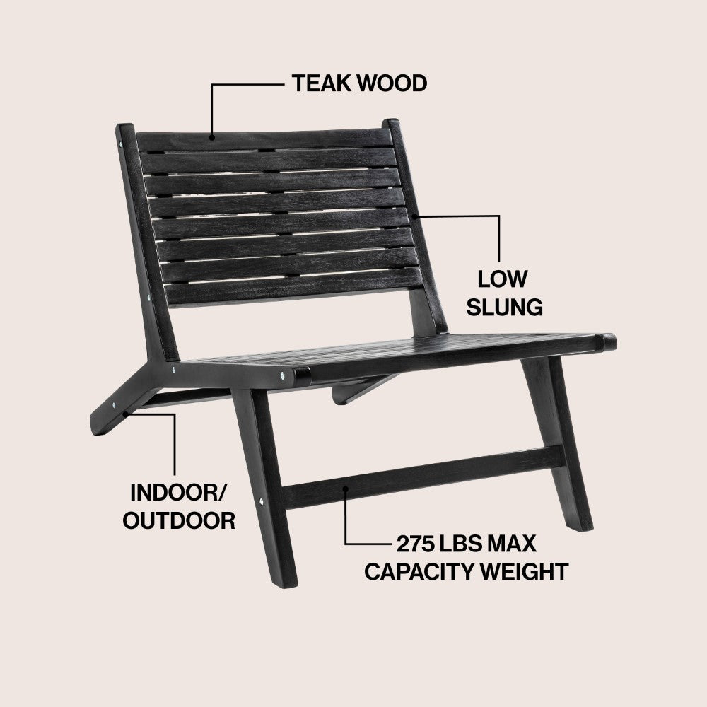 Pace Mid-Century Modern Wood Armless Outdoor Patio Chair