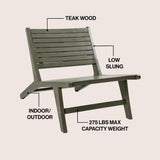 Pace Mid-Century Modern Wood Armless Outdoor Patio Chair