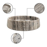 Laurel 9 in. Contemporary Round Heavyweight Solid Marble with Non-Slip Base Pet Food and Water Bowl - Gray/Brown