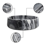 Laurel 9 in. Contemporary Round Heavyweight Solid Marble with Non-Slip Base Pet Food and Water Bowl - Black/White