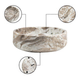 Laurel 9 in. Contemporary Round Heavyweight Solid Marble with Non-Slip Base Pet Food and Water Bowl - Beige/Gray