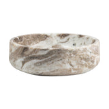 Laurel 9 in. Contemporary Round Heavyweight Solid Marble with Non-Slip Base Pet Food and Water Bowl - Beige/Gray