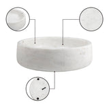 Laurel 9 in. Contemporary Round Heavyweight Solid Marble with Non-Slip Base Pet Food and Water Bowl - White