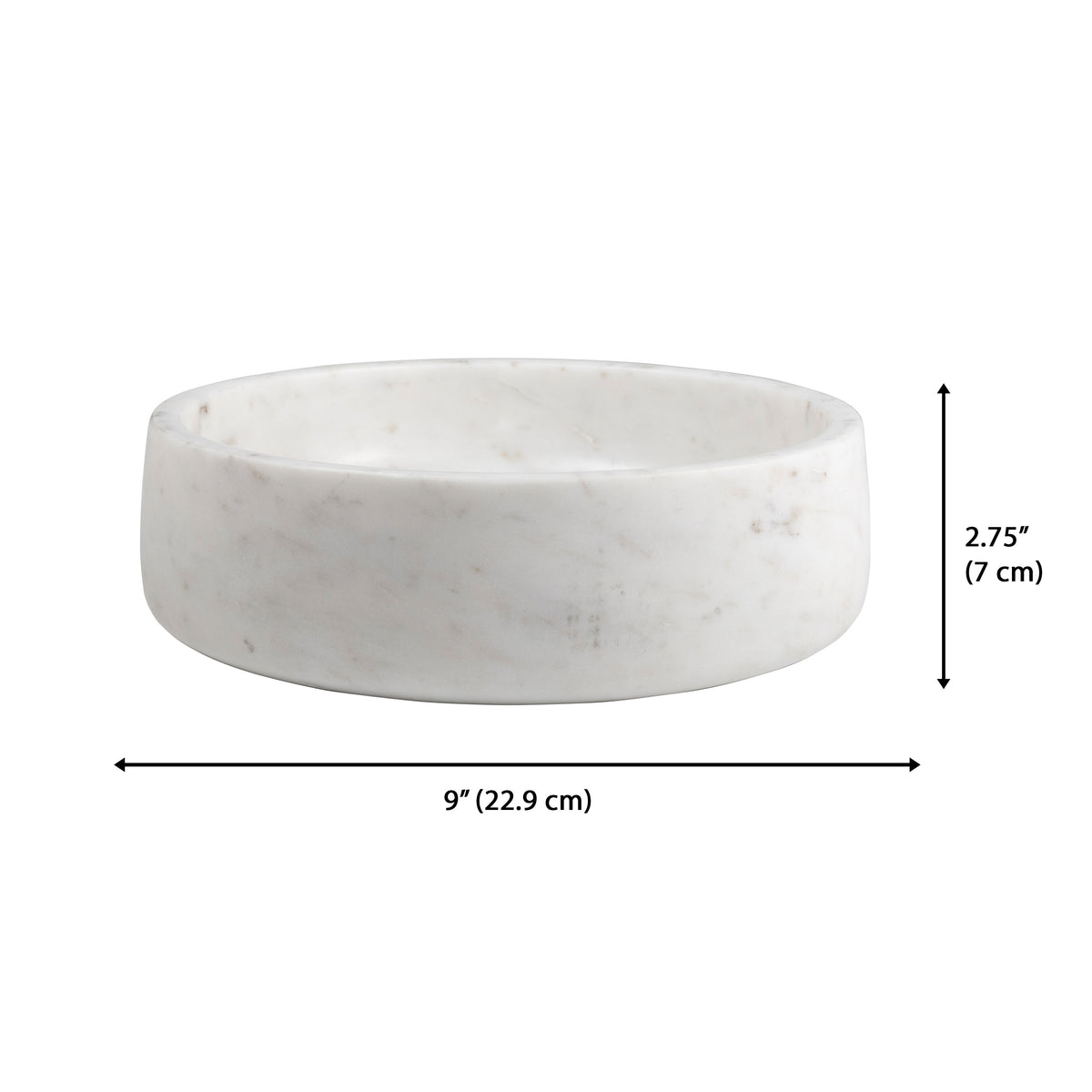 Laurel 9 in. Contemporary Round Heavyweight Solid Marble with Non-Slip Base Pet Food and Water Bowl - White