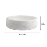 Laurel 9 in. Contemporary Round Heavyweight Solid Marble with Non-Slip Base Pet Food and Water Bowl - White