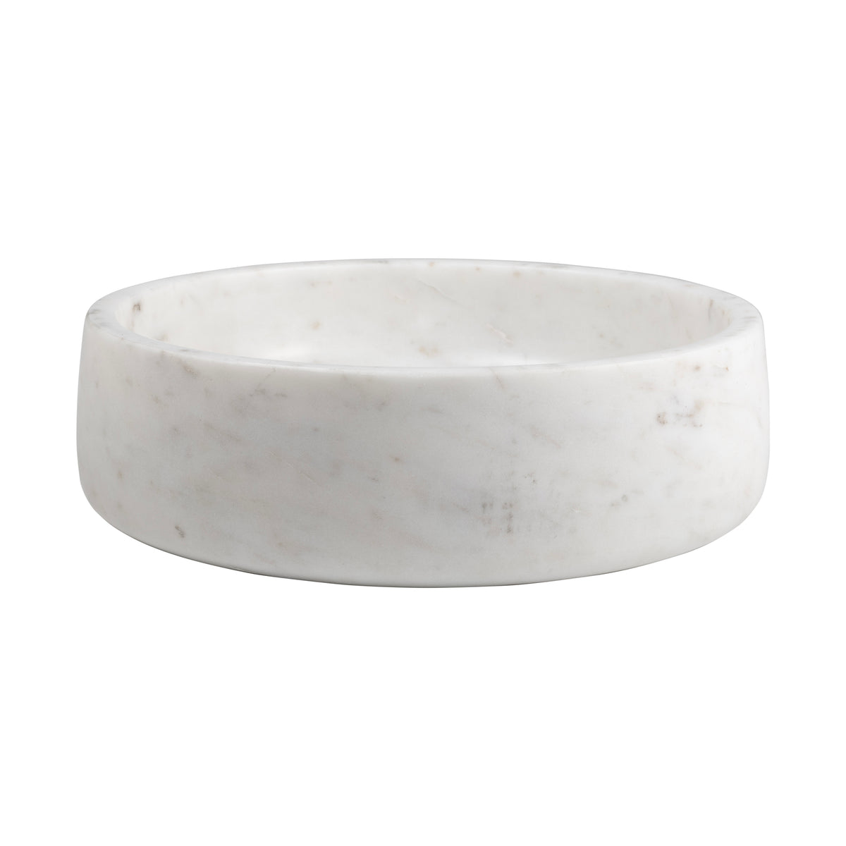 Laurel 9 in. Contemporary Round Heavyweight Solid Marble with Non-Slip Base Pet Food and Water Bowl - White